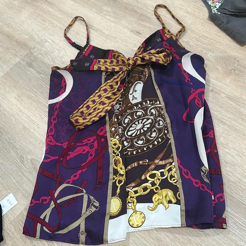 Express tank - women’s size small - purple gold chain dressy spaghetti strap